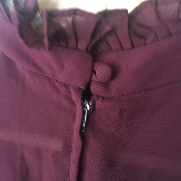 VINTAGE Sheer merlot colour high-neck dress - Picture 7 of 7